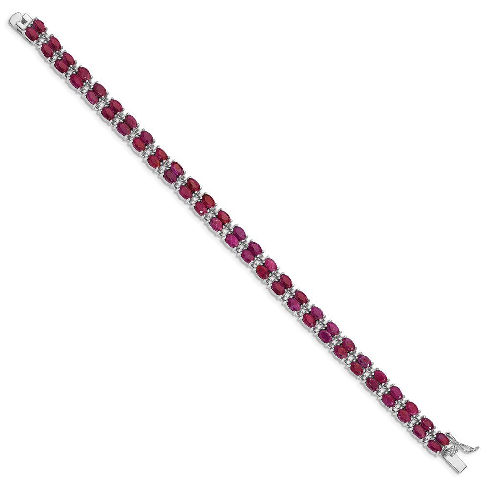 Sterling Silver Rhodium-plated Ruby Bracelet 7 inches