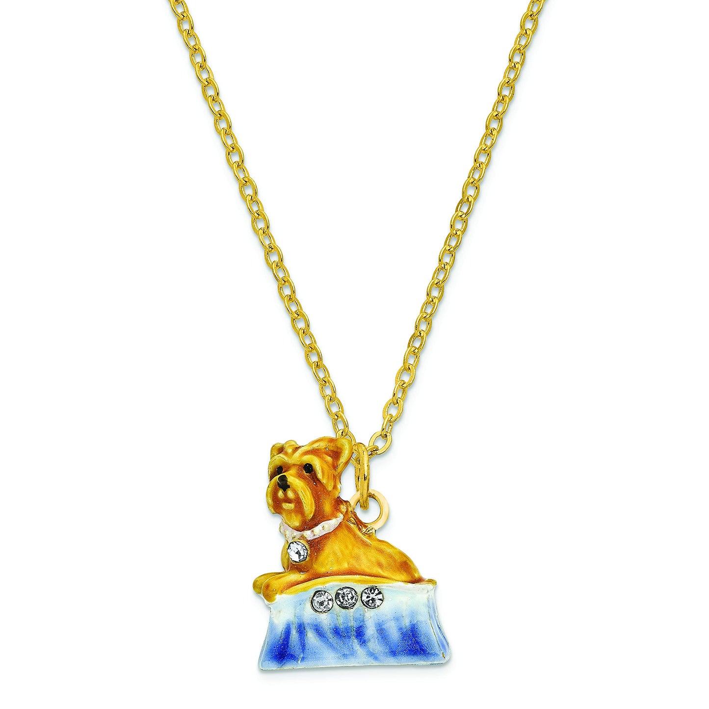 Bejeweled Twinkles Puppy Purse Trinket Box with Charm Pendant