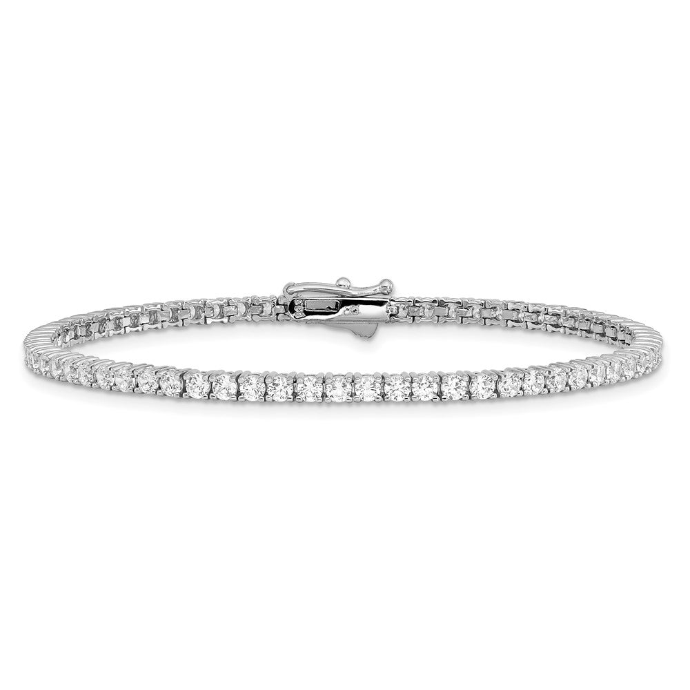 Sterling Shimmer Sterling Silver Rhodium-plated 2.3mm CZ 70 Stone 7 inch Bracelet 7 inches