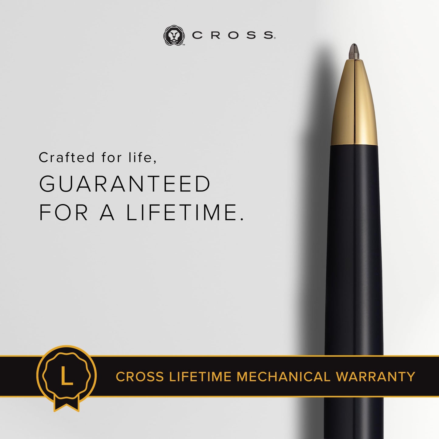 Cross Townsend Refillable Ballpoint Pen, Medium Ballpen, 23 Carat Gold-Plated Appointments, Includes Luxury Gift Box - Black Lacquer