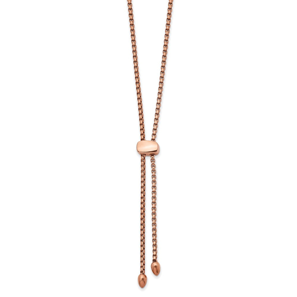 Stainless Steel Polished Rose IP-plated Adjustable up to 20.5in Necklace