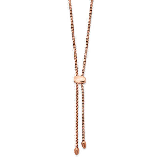 Stainless Steel Polished Rose IP-plated Adjustable up to 20.5in Necklace