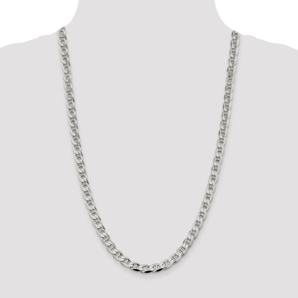 Sterling Silver 7.4mm D/C Flat Anchor Curb Chain 26 Inches