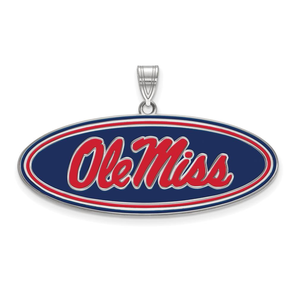 LogoArt Sterling Silver University Of Mississippi Large Enamel Pendant Necklace Female Adult