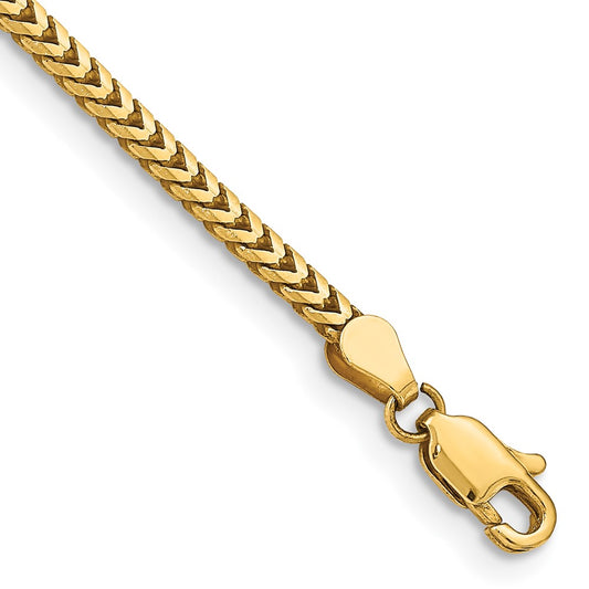 14K 7 inch 2.5mm Franco with Lobster Clasp Bracelet 7  inches