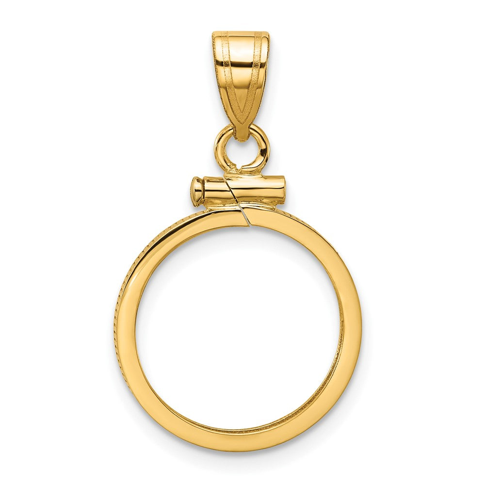Wideband Distinguished Coin Jewelry 14k Polished 15.5mm x 1.1mm Screw Top Coin Bezel Pendant