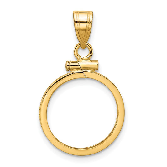Wideband Distinguished Coin Jewelry 14k Polished 15.5mm x 1.1mm Screw Top Coin Bezel Pendant