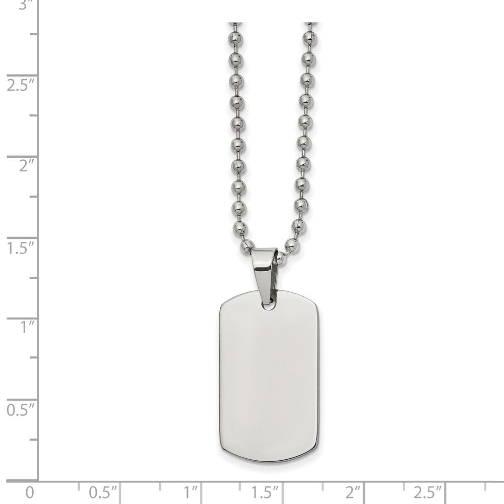 Stainless Steel Brushed and Polished Reversible Dog Tag 22in Necklace