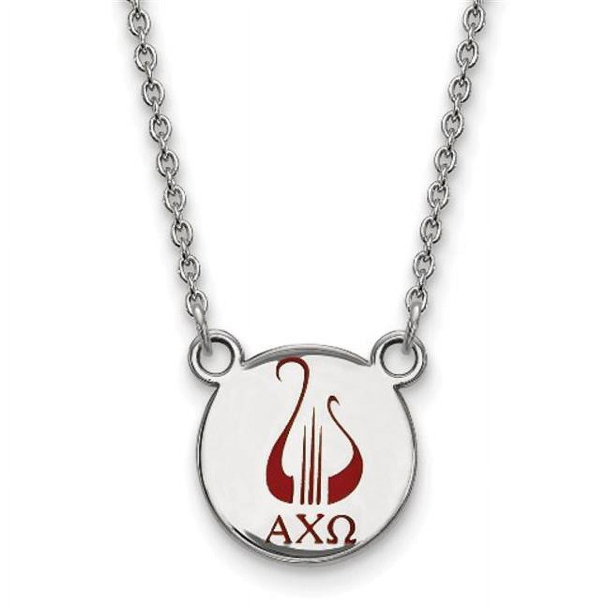 Sterling Silver 18in Official Licensed Greek Sororities Alpha Chi Omega (???) XS Enamel Pendant w/Necklace