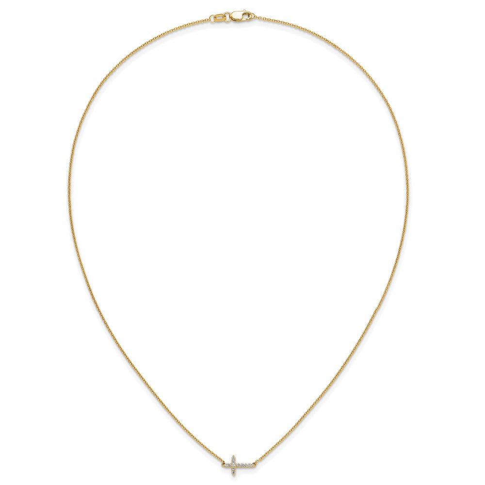 14k Diamond Sideways Cross 18in Necklace