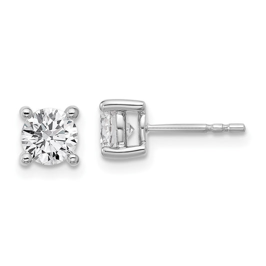 14k White Gold 1 1/4 ctw Lab Grown Diamond VS/SI+ G+ Round 4 Prong Heavy Wt. Stud Earrings