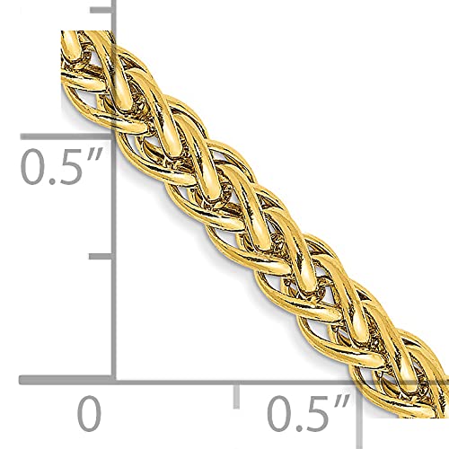 Primal Gold 14 Karat Yellow Gold 4.30mm Semi-solid 3-Wire Wheat Chain