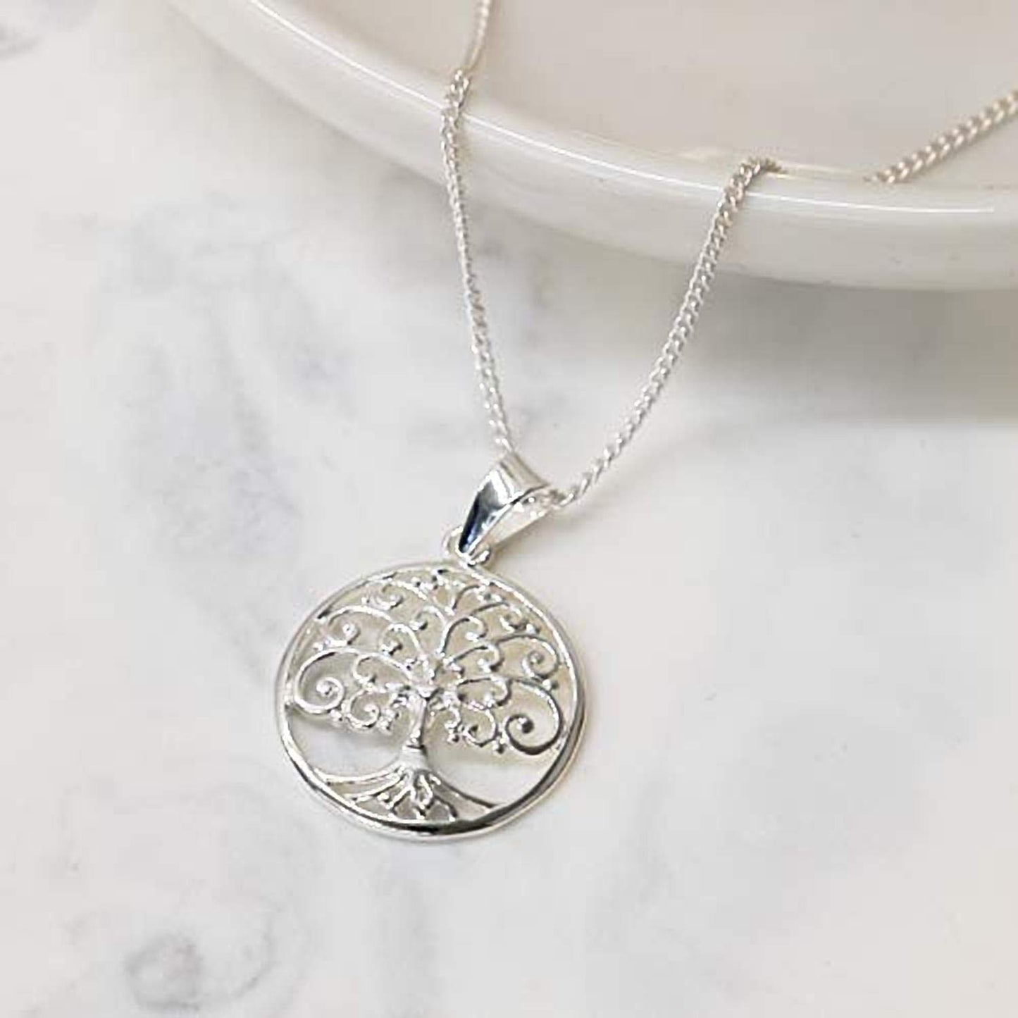Cherishables Silver-plated Metal Jesus Tree Of Life Necklace