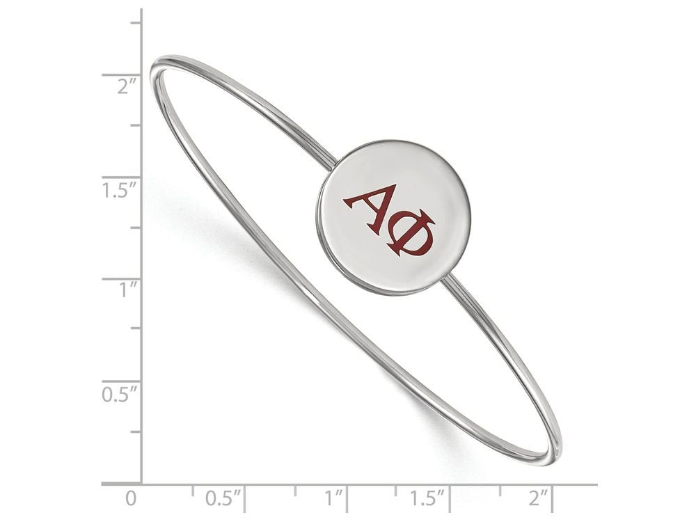 Sterling Silver Official Licensed Greek Sororities 7in Alpha Phi (??) Enameled Slip-on Bangle