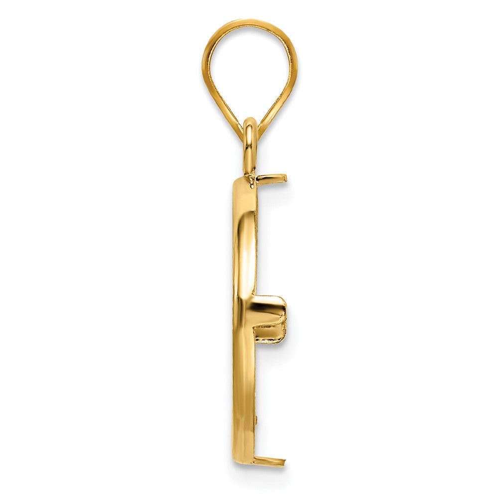 Wideband Distinguished Coin Jewelry 14k Polished and Diamond-cut 16.5mm Prong Coin Bezel Pendant