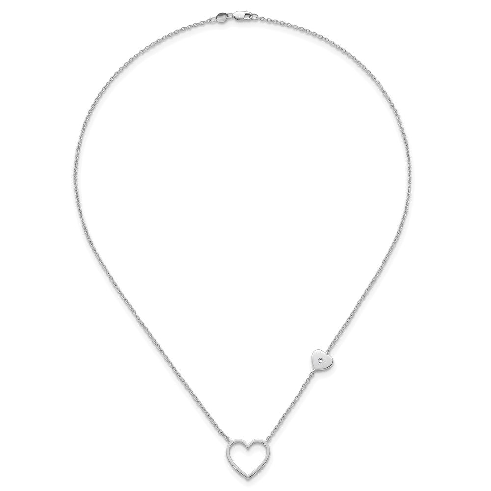 White Ice Sterling Silver Rhodium-plated 18 inch Diamond Hearts Necklace plus 2 inch Extender