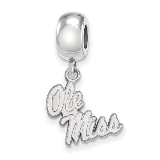 Sterling Silver Rhodium-plated LogoArt University of Mississippi Ole Miss Small Dangle Bead Charm