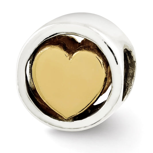 Sterling Silver Reflections Gold-plated Heart Bead