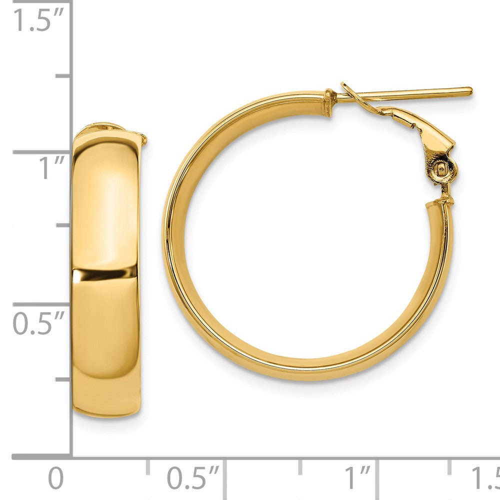 14K 6mm High Polished Omega Back Hoop Earrings
