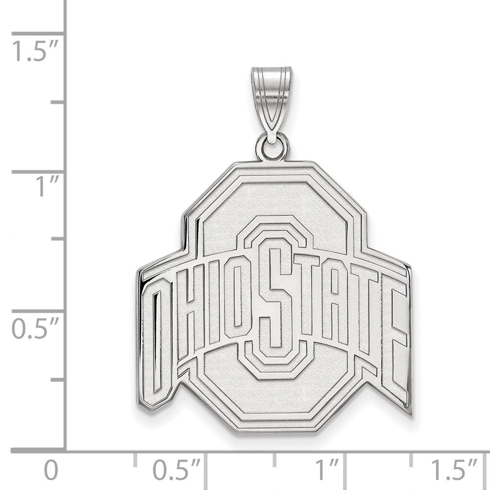 Sterling Silver Rhodium-plated LogoArt The Ohio State University Extra Large Pendant Q-SS005OSU