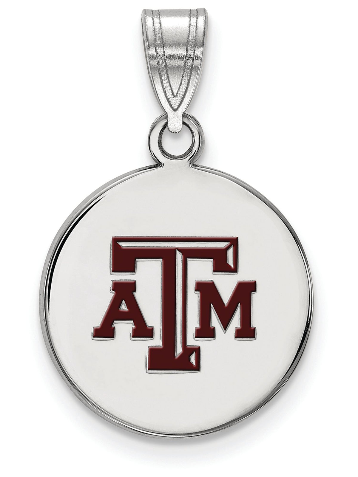 Sterling Silver Texas A&M U. Medium Enamel Disc Pendant
