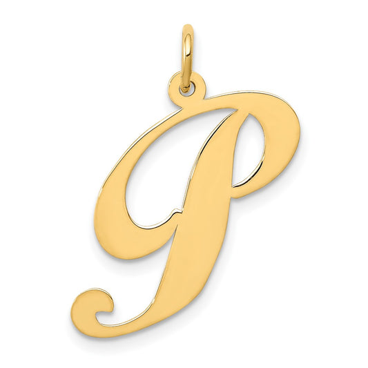 10k Large Fancy Script Letter P Initial Charm