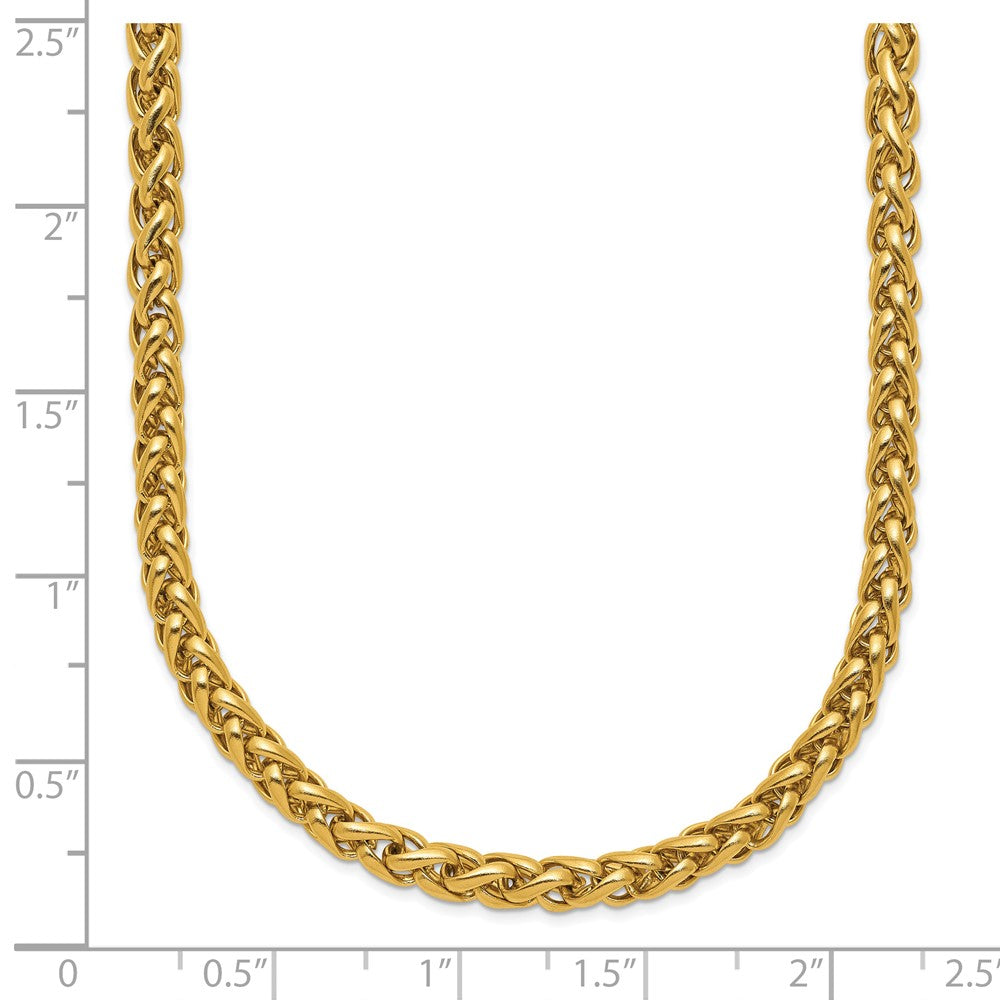 Stainless Steel Polished Yellow IP 24in Spiga 4mm Chain Necklace