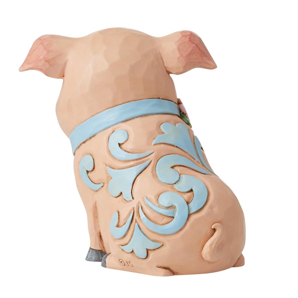 Jim Shore Pig With Flowers Mini Figurine Polyresin Heartwood Creek 6012426