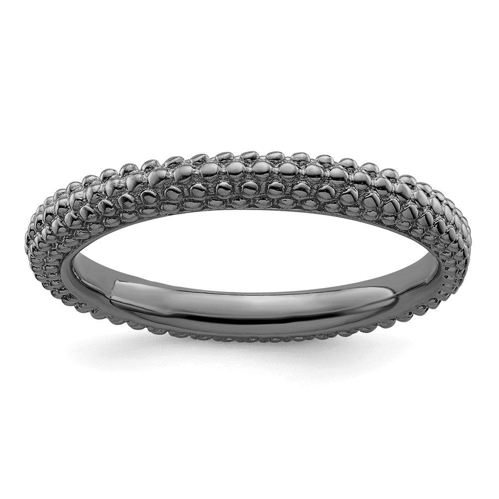 Sterling Silver Stackable Expressions Black-plated Domed Ring Size -10