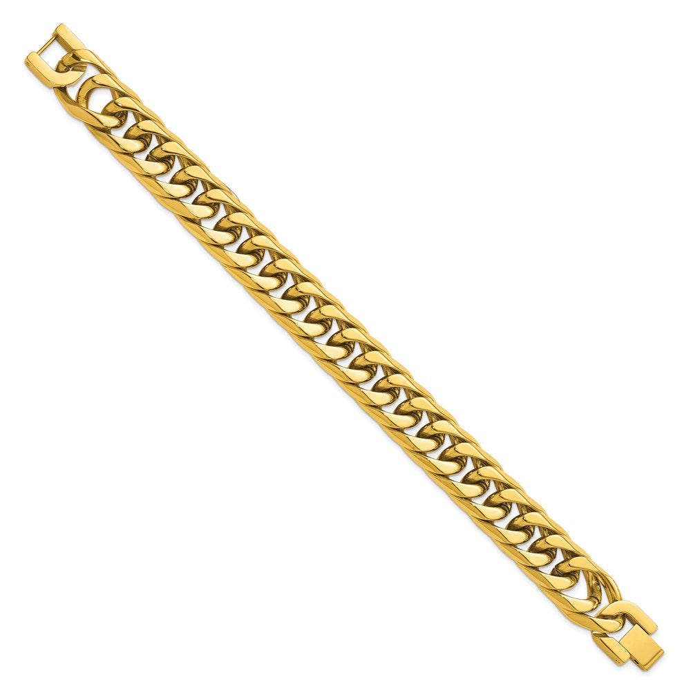 Stainless Steel Polished Yellow IP-plated 16mm Curb 8.5in Bracelet 8.5 inches