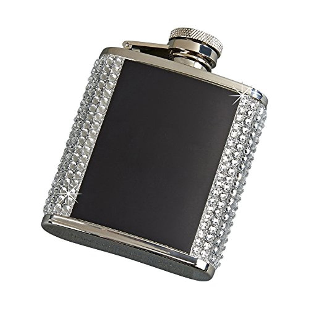 Creative Gifts Crystal Flask W/Black ENG Plates