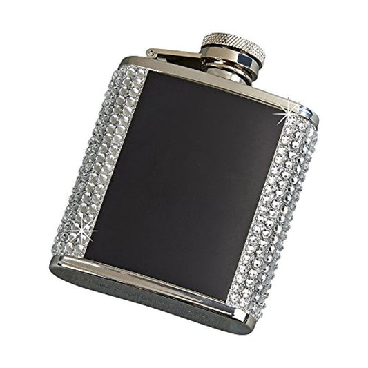 Creative Gifts Crystal Flask W/Black ENG Plates
