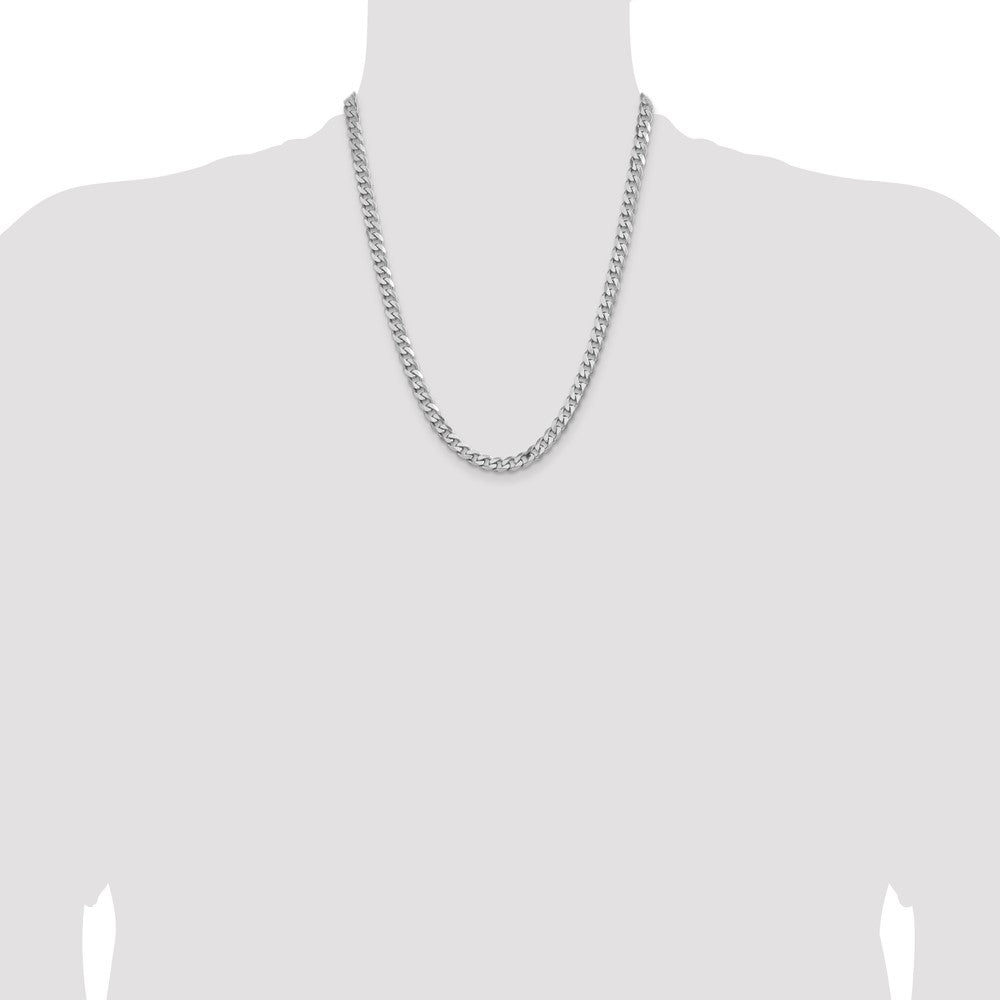 Sterling Silver Rhodium-plated 6.5mm Curb Chain 22 Inches