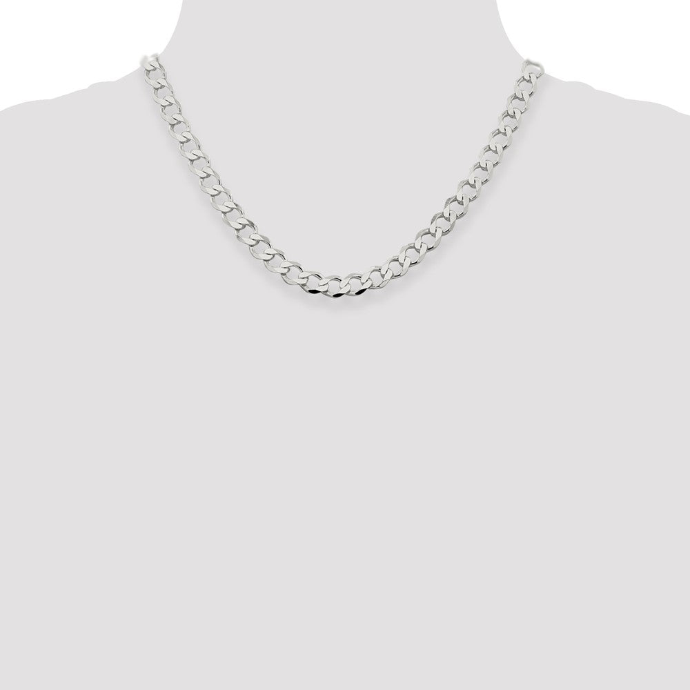 Sterling Silver 8.1mm Semi-solid Flat Curb Chain 18 Inches