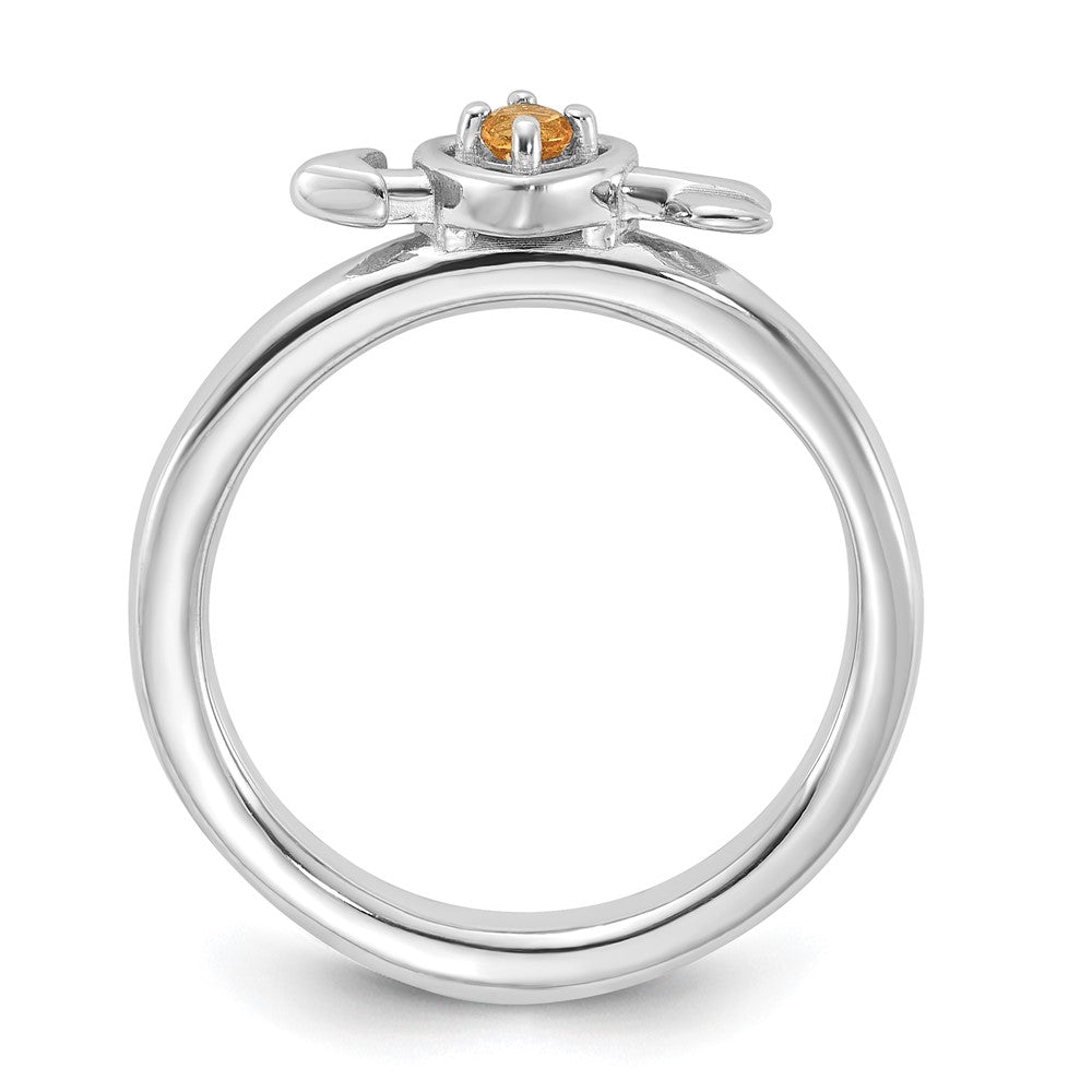 Sterling Silver Stackable Expressions Rhodium-plated Citrine Heart with Arrow Ring Size -7