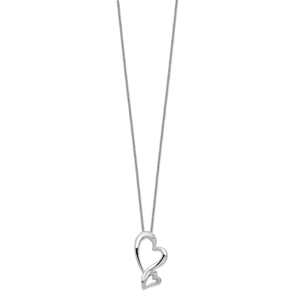 Sentimental Expressions Sterling Silver Rhodium-plated CZ Protected Heart 18in Necklace 18 Inches