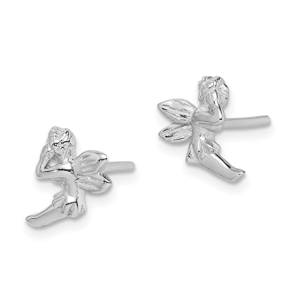 Sterling Silver Rhodium-plated Fairy Post Earrings