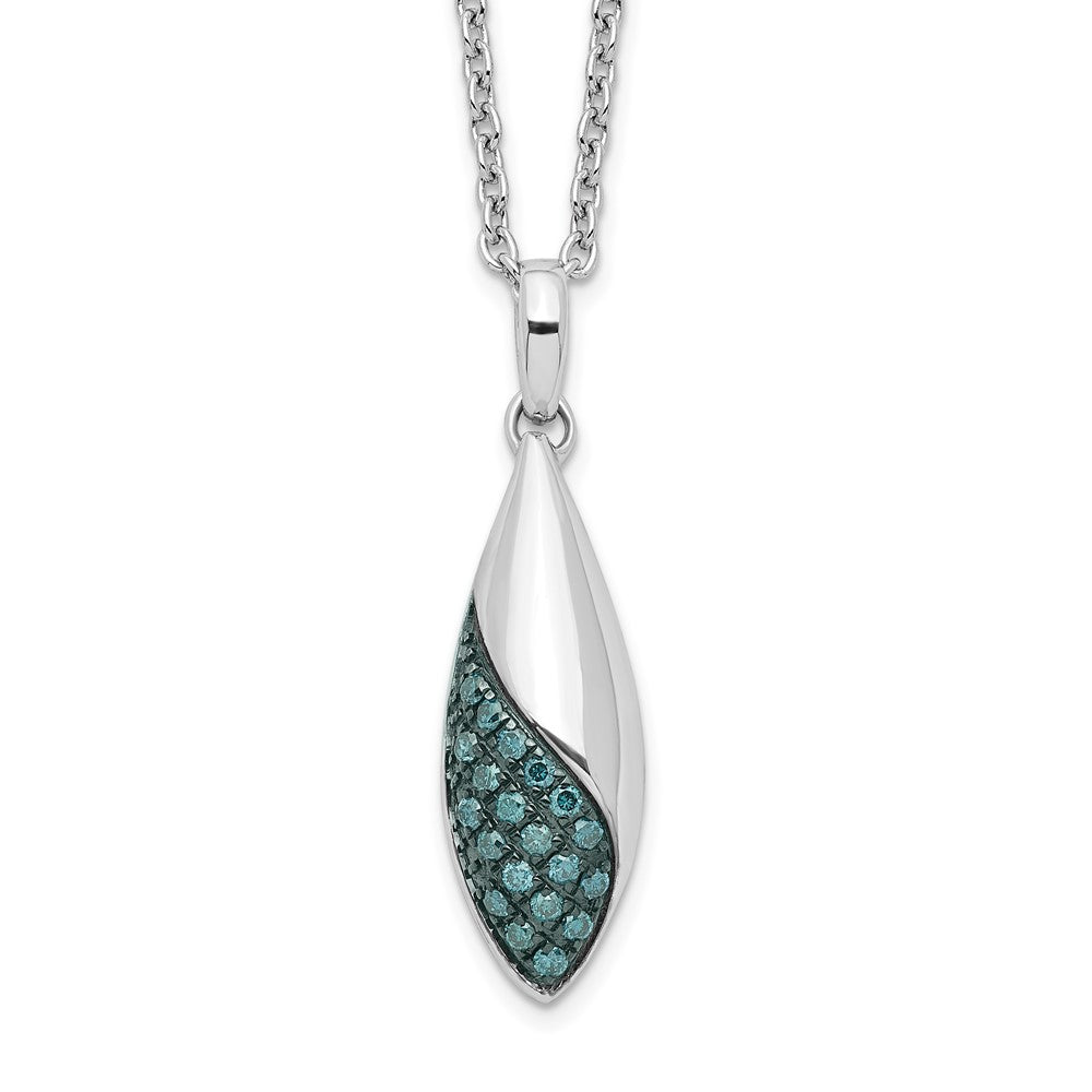 White Night Sterling Silver Rhodium-plated Blue Diamond 18 inch Necklace with 2 Inch Extender 19 Inches