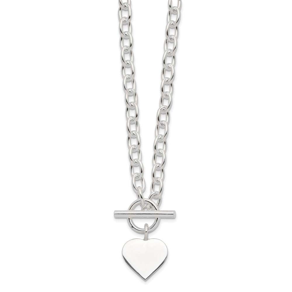 Sterling Silver Engraveable Heart Necklace 18 Inches