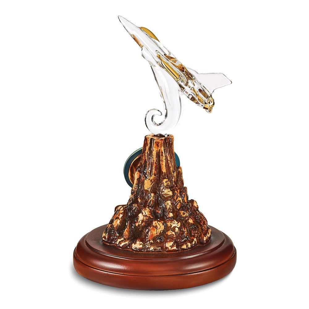 Glass Baron US AIR FORCE VETERAN with F-16 Jet Glass Figurine
