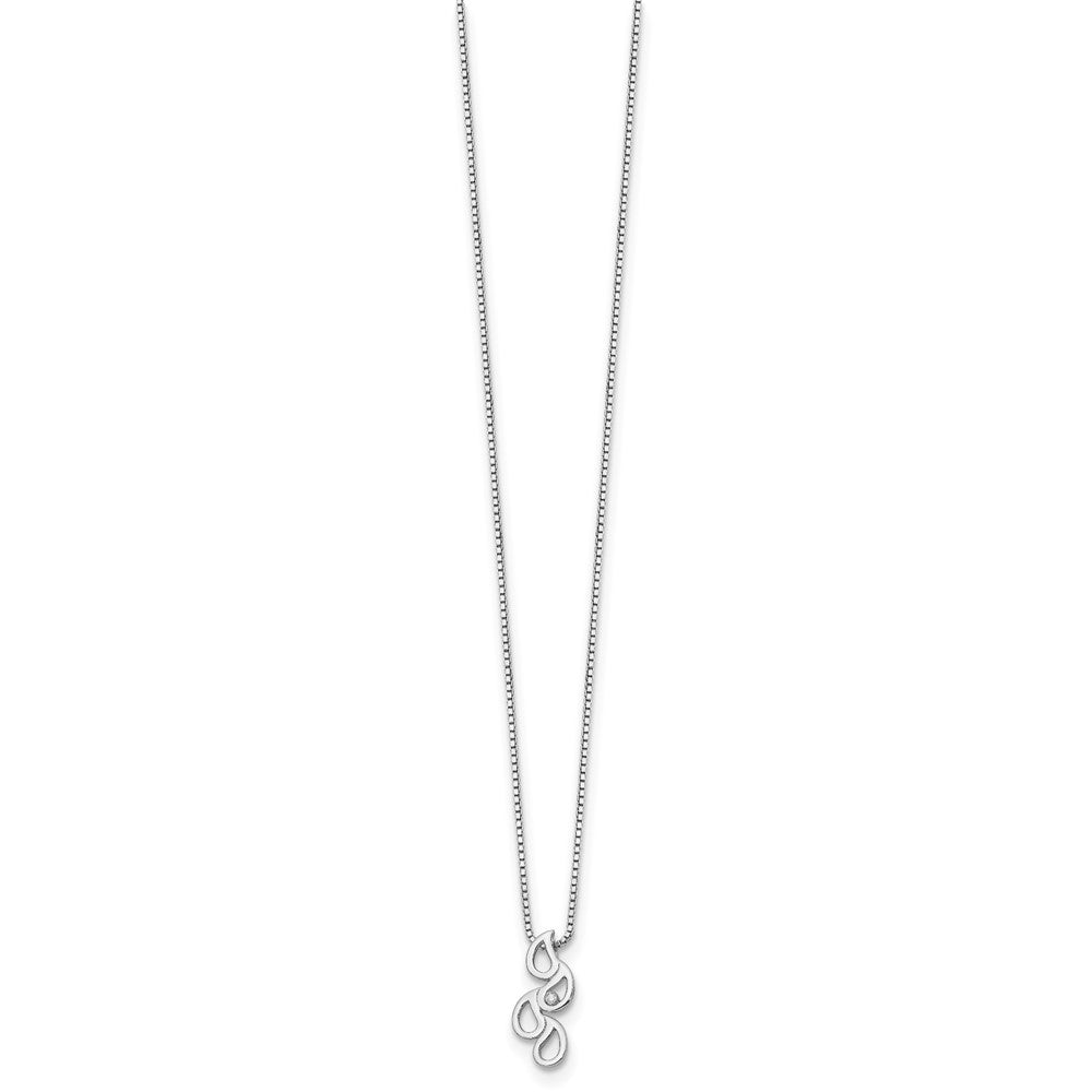 White Ice Sterling Silver Rhodium-plated 18 Inch Diamond Raindrop Slide Necklace 18 Inches