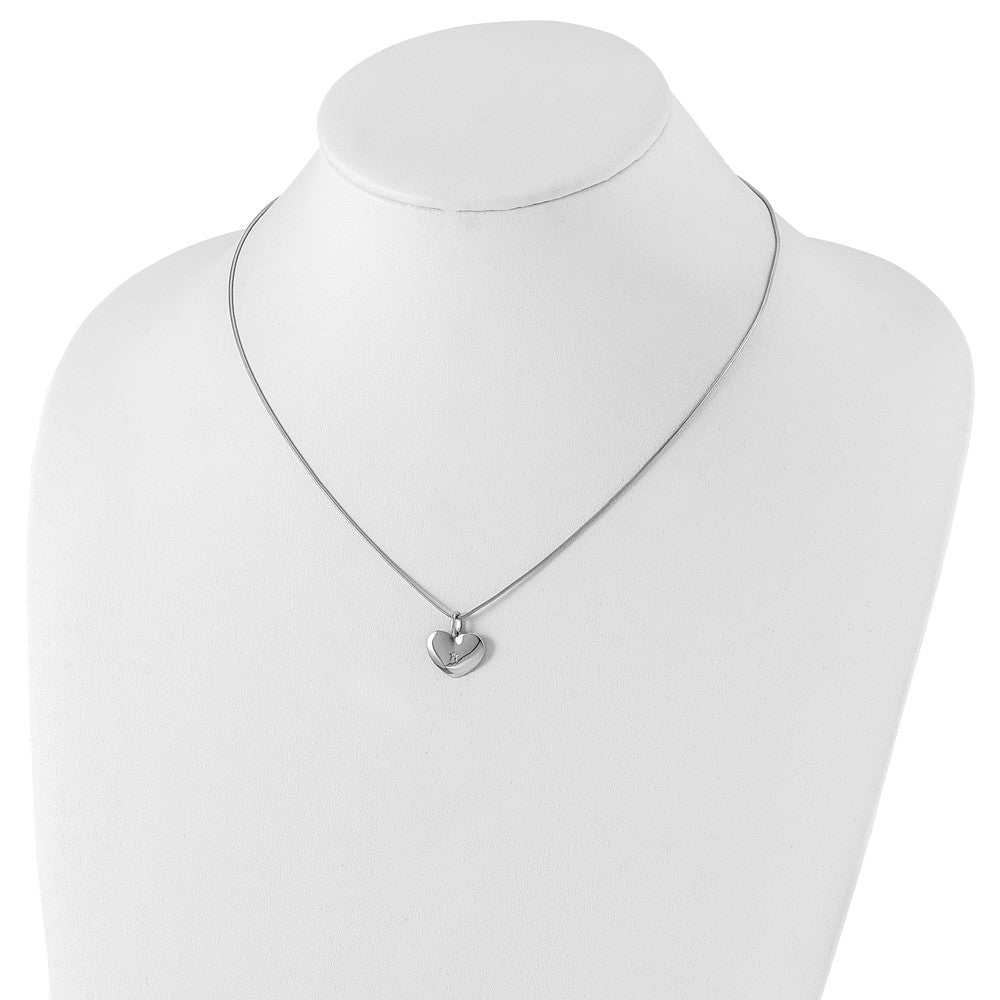 White Ice Sterling Silver Rhodium-plated 18 Inch Diamond Heart Necklace with 2 Inch Extender 18 Inches