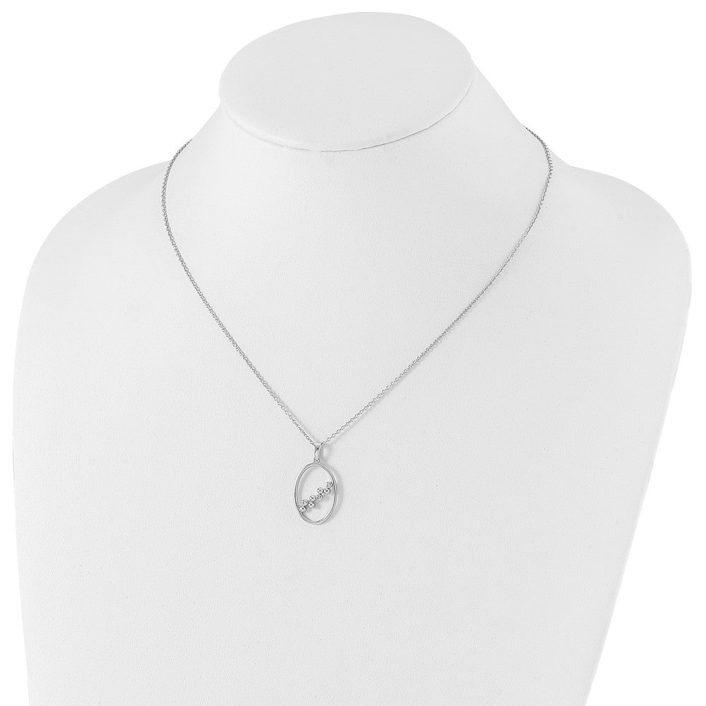 White Ice Sterling Silver Rhodium-plated 18 Inch Diamond Open Oval Necklace with 2 Inch Extender 18 Inches