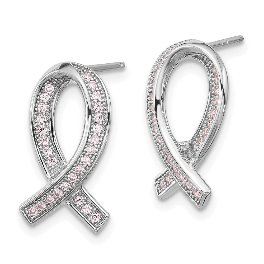 Sterling Shimmer Sterling Silver Rhodium-plated 40 Stone 2.25mm CZ In and Out Round Hinged Hoop Earrings