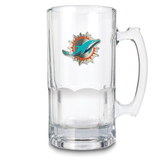 NFL Miami Dolphins Glass 32 ounce Macho Mug with Emblem