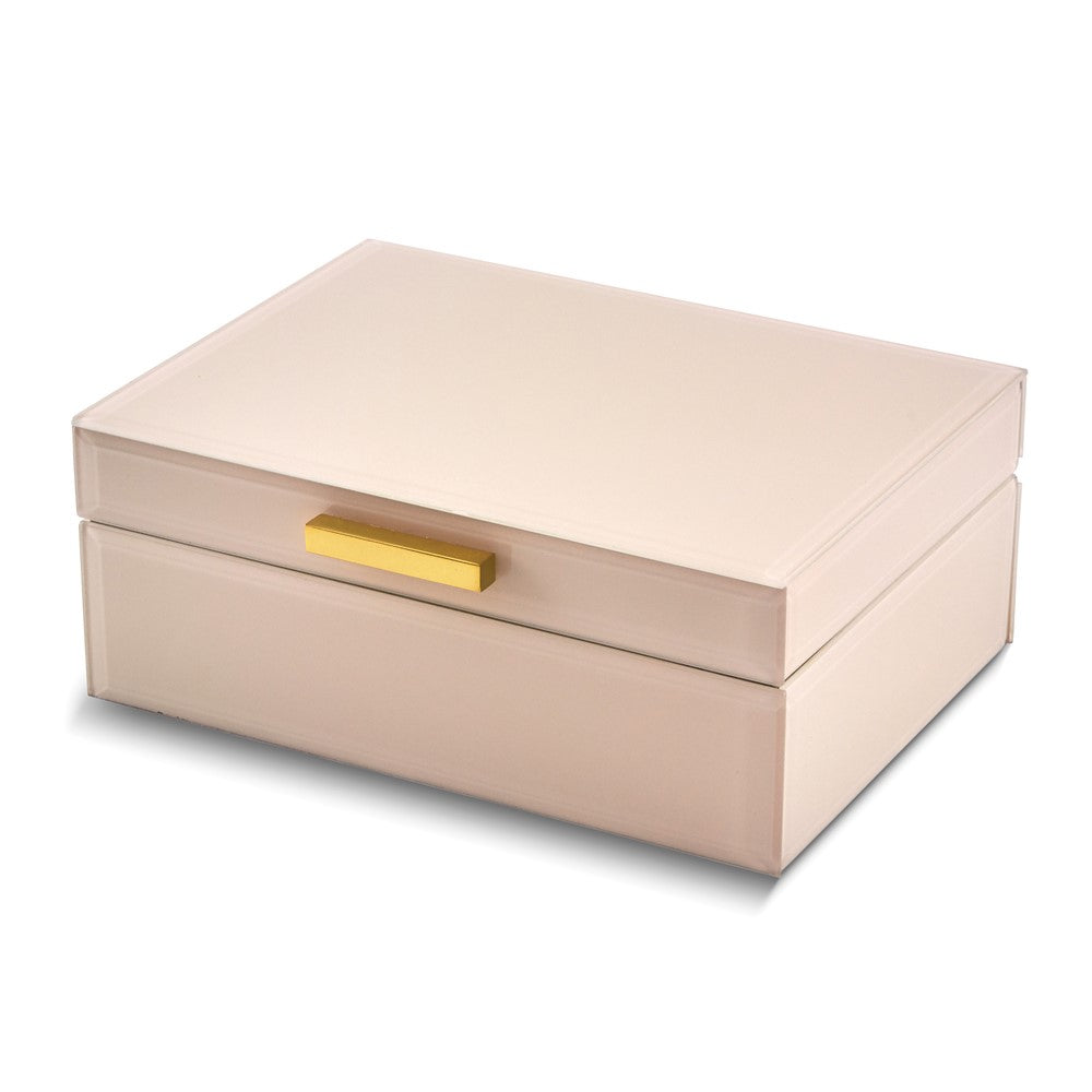 High Gloss Light Pink Lacquer Gold-tone Handle Wooden Keepsake Box