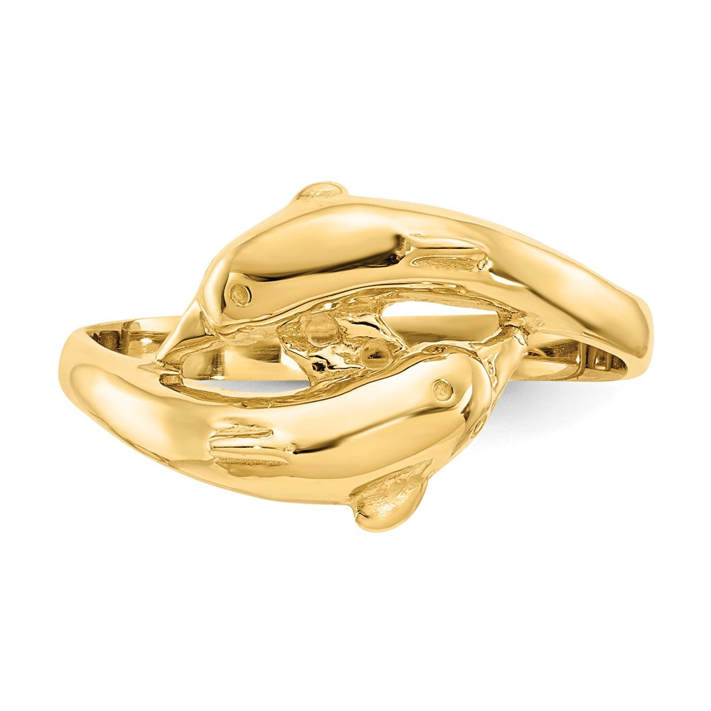 14K Double Dolphins Ring Size 6.5