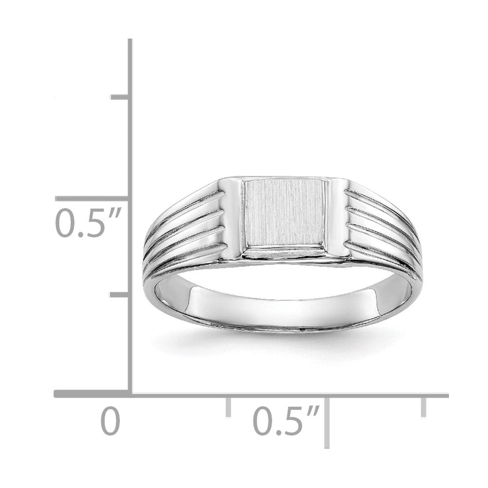 14k White Gold 5.25x5.0mm Childs Open Back Signet Ring Size 5.5