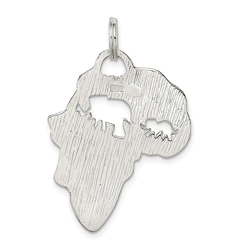 Sterling Silver Africa Continent with Elephant Cutout Pendant