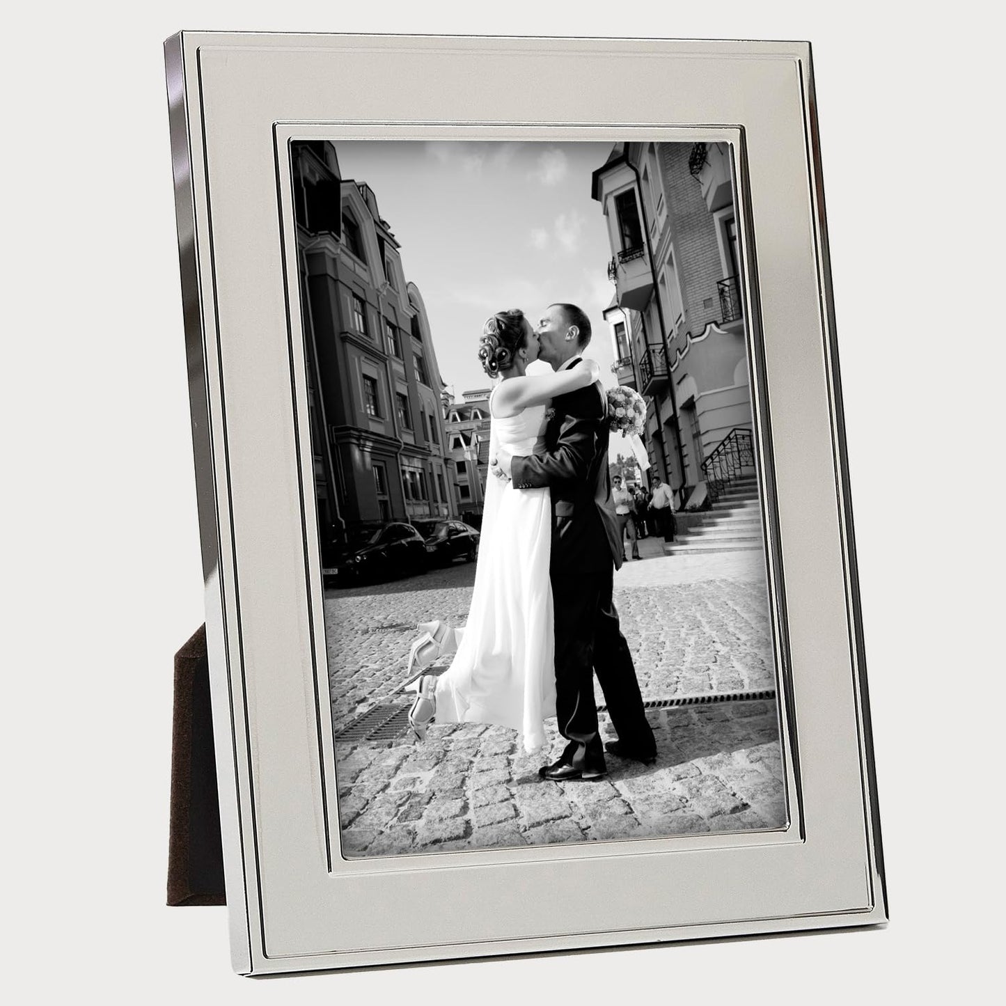 Siena Flat Dbl Border Plain Frame Silver 8x10